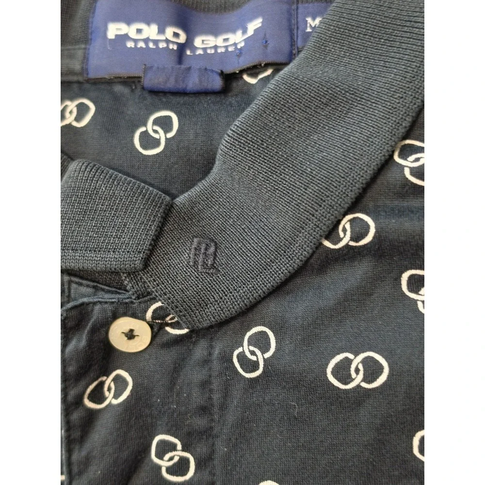 Polo Golf Ralph Lauren All Over Print Golf‎ Black Shirt XL